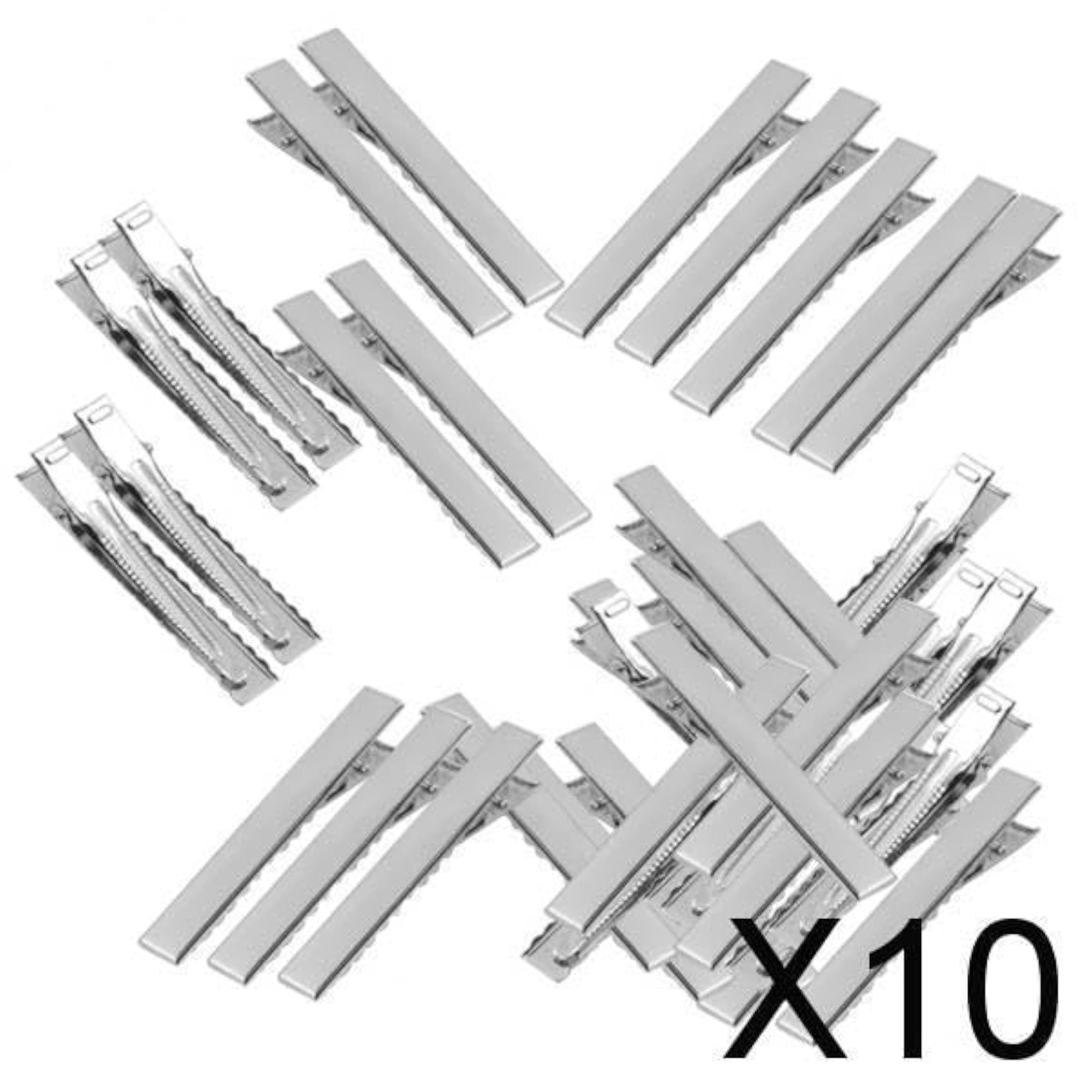 10x50pcs Assorted Size Flat Single Prong Metal Alligator Hair Clips